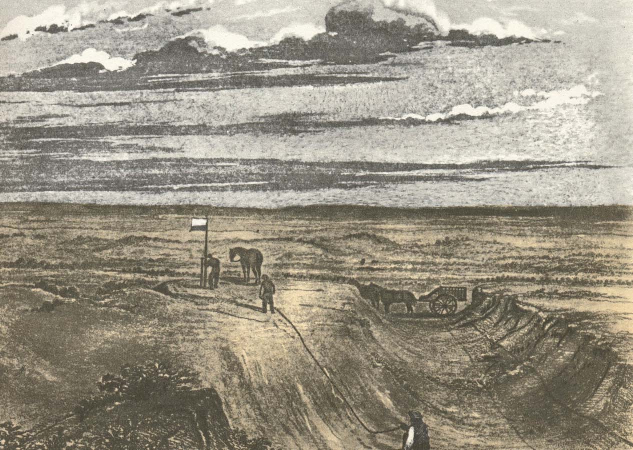 sturt och hans foljeslagare under kartmatning vid farden till det inre av australien 1844-45.
